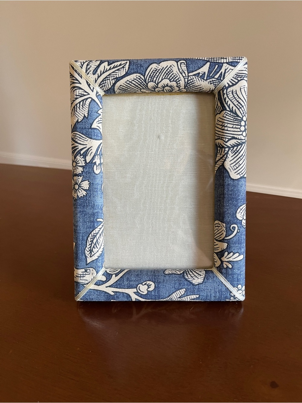 Pierre Deux Blue Floral Fabric Photo Frame